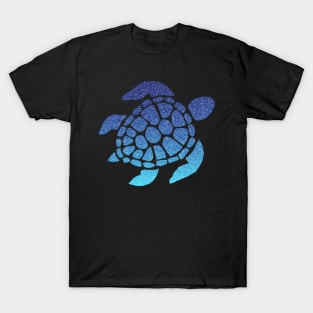 Blue Ombre Faux Glitter Turtle T-Shirt